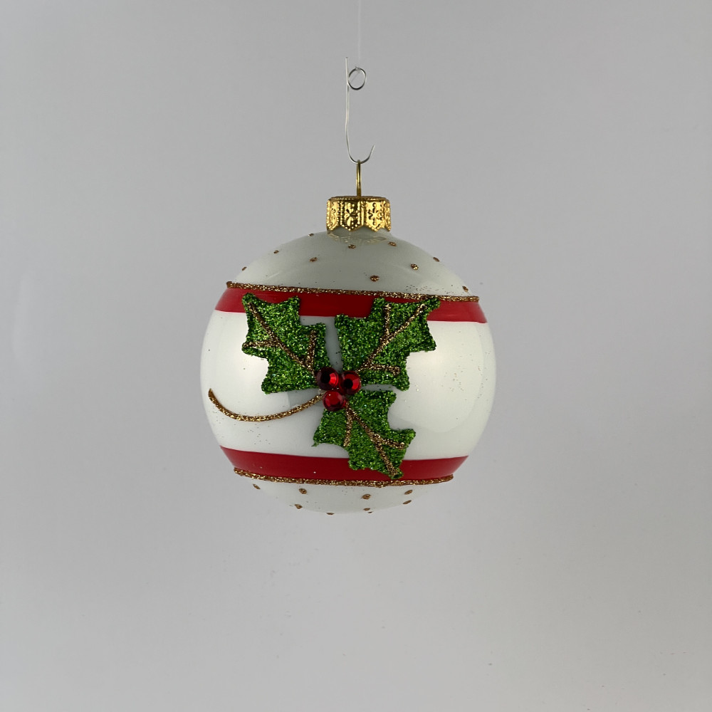 Komplet bombek "Perłowy liść ostrokrzewu"