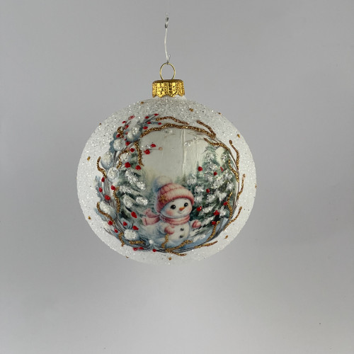 Zestaw 12 bombek "Różowy bałwanek"