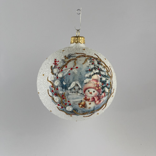 Zestaw 12 bombek "Różowy bałwanek"