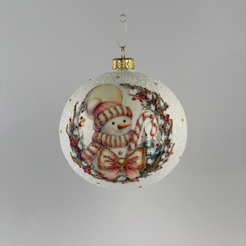 Zestaw 12 bombek "Różowy bałwanek"