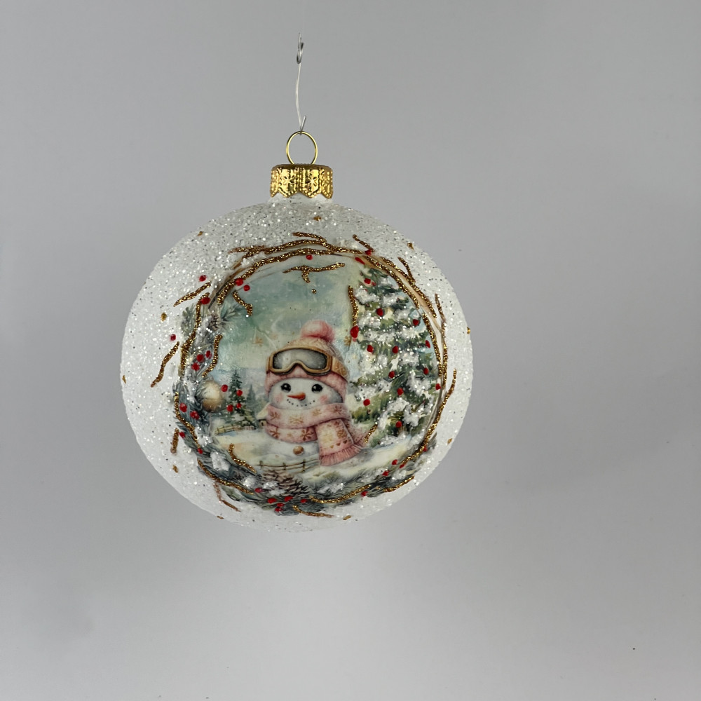 Zestaw 12 bombek "Różowy bałwanek"