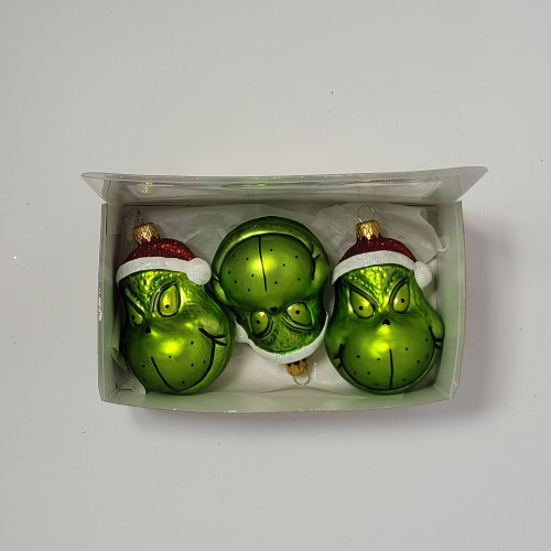 Zestaw 3 bombek "Grinch"
