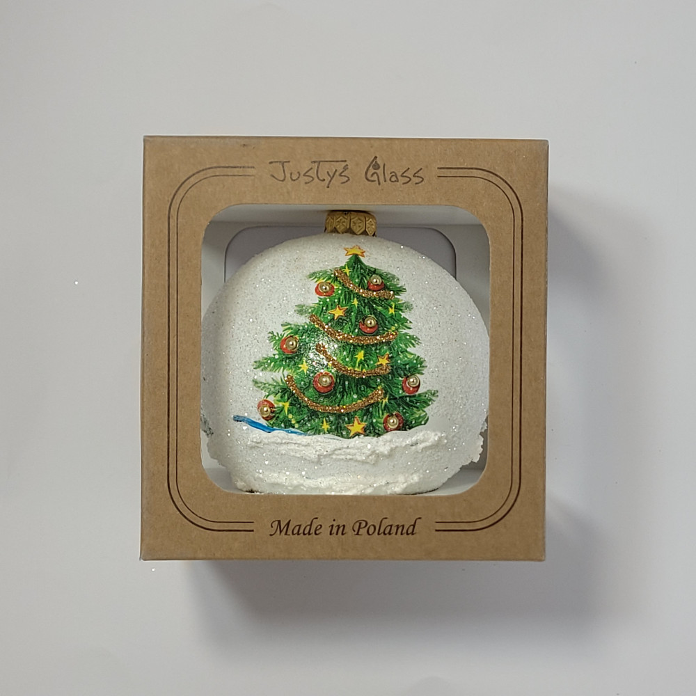 Bombka decoupage "Siedzący mikołaj"