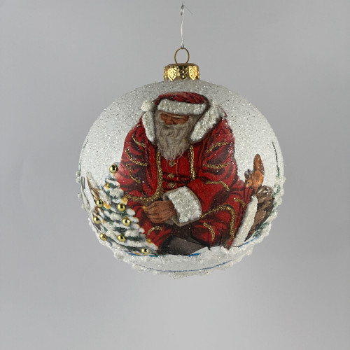 Bombka decoupage "Siedzący mikołaj"