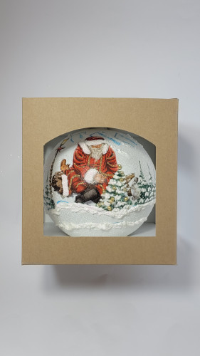 Bombka decoupage "Siedzący mikołaj"