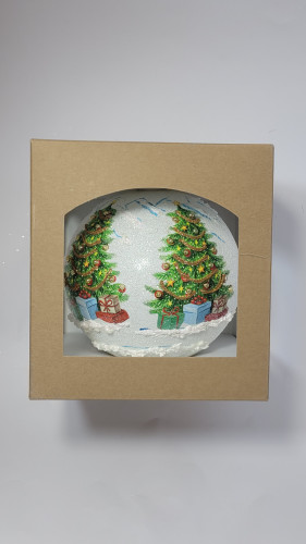 Bombka decoupage "Siedzący mikołaj"