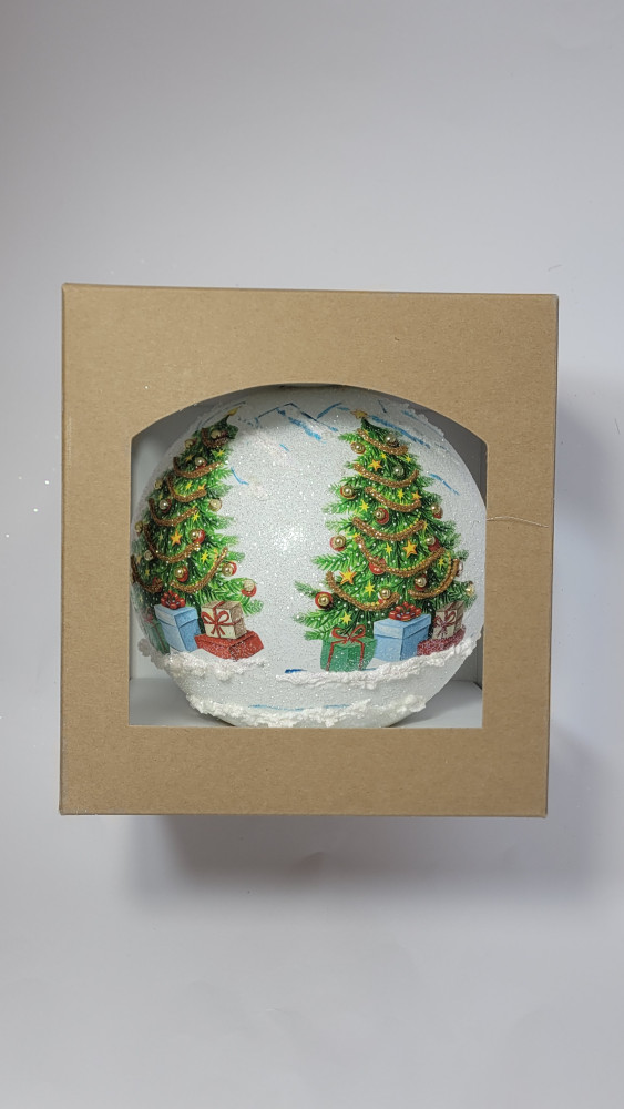 Bombka decoupage "Siedzący mikołaj"