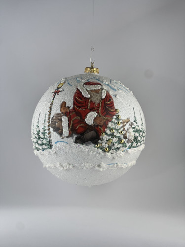 Bombka decoupage "Siedzący mikołaj"