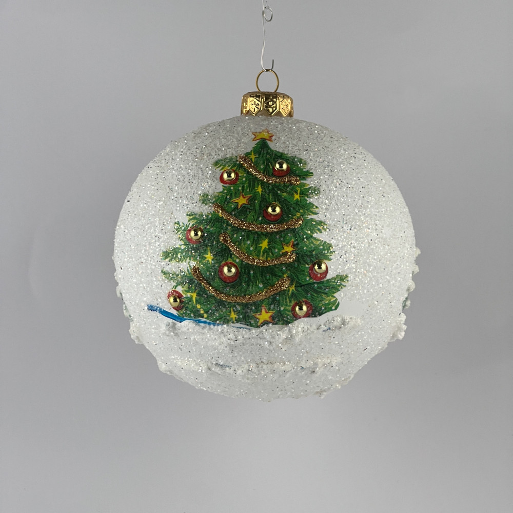 Bombka decoupage "Siedzący mikołaj"