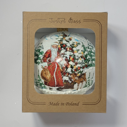 Bombka decoupage "Mikołaj z choinką"