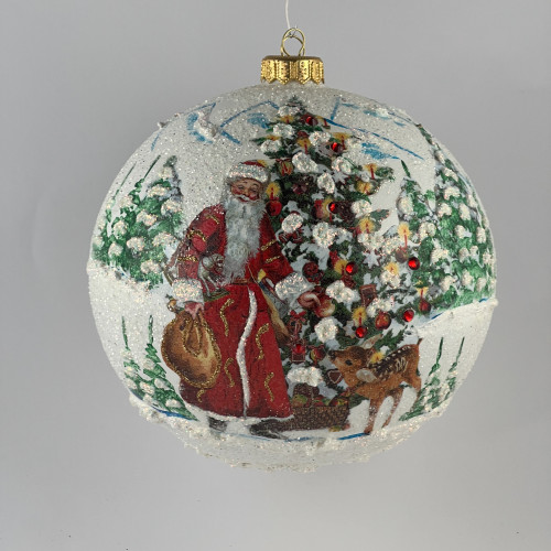 Bombka decoupage "Mikołaj z choinką"