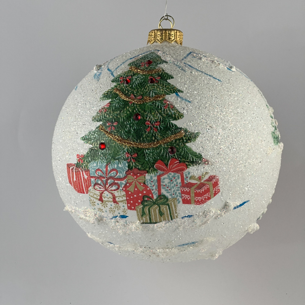 Bombka decoupage "Mikołaj z choinką"